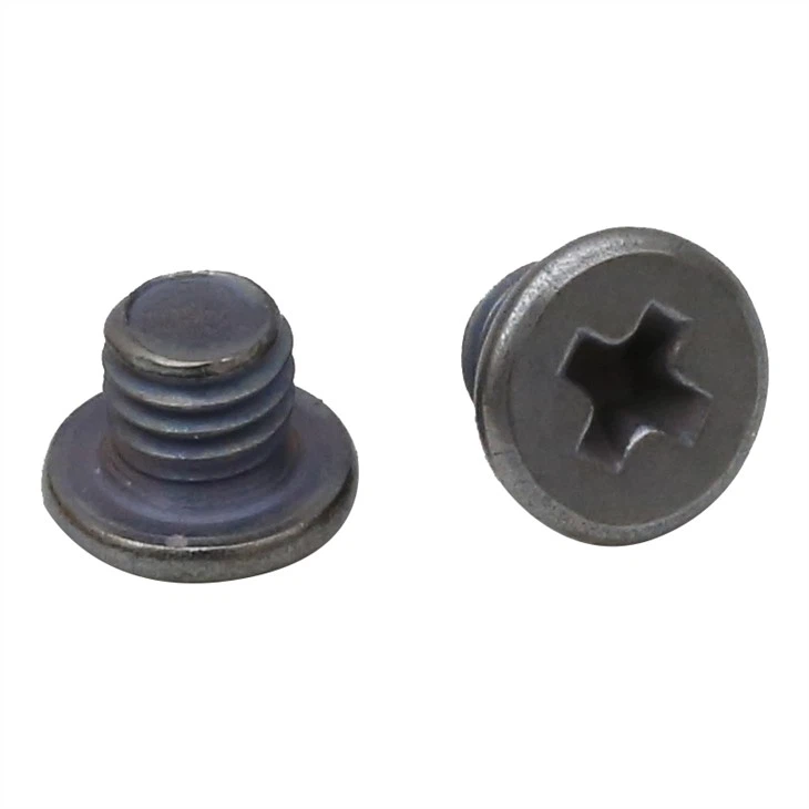 Small flat head anodized phillips screw