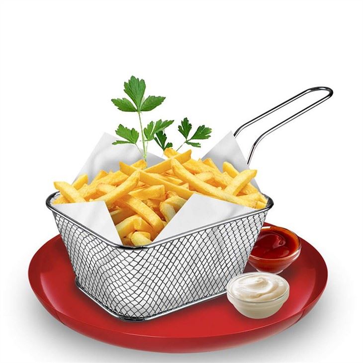 Mini cestas para patatas fritas de acero inoxidable