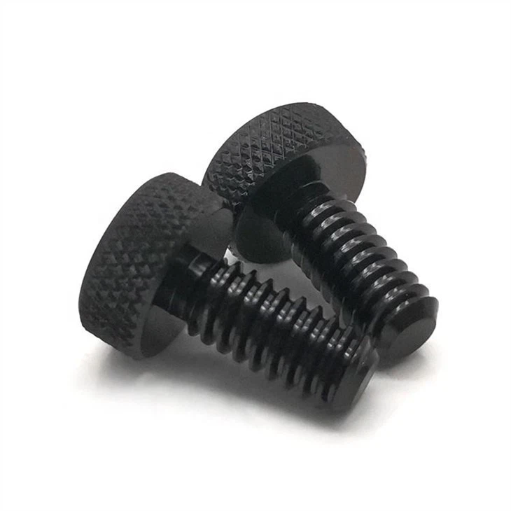 Black Anodized Aluminum 6061 Knurled Thumb Screws
